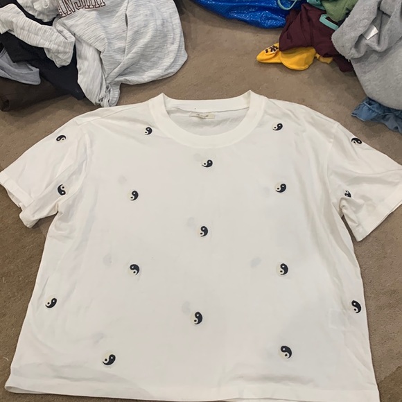 Madewell Tops - Madewell White Tee with Black Yin Yang Design